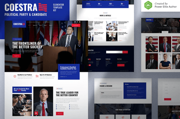 Coestra – Political Party &Candidate Elementor Template Kit wordpress模板免费下载