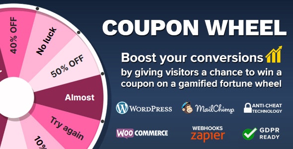 Coupon Wheel v3.3.9 For WooCommerce and WordPress 插件免费下载
