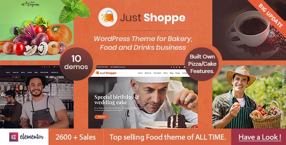 Justshoppe - Elementor Cake, Bakery & Food WordPress Theme