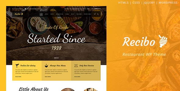 Recibo Nulled - Restaurant WordPress Theme